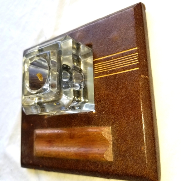 MCM leather & wood inkwell - Picture 2 of 6